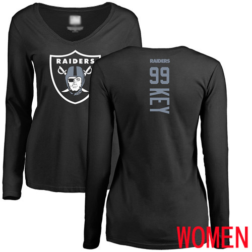 Oakland Raiders Black Women Arden Key Backer NFL Football #99 Long Sleeve T Shirt